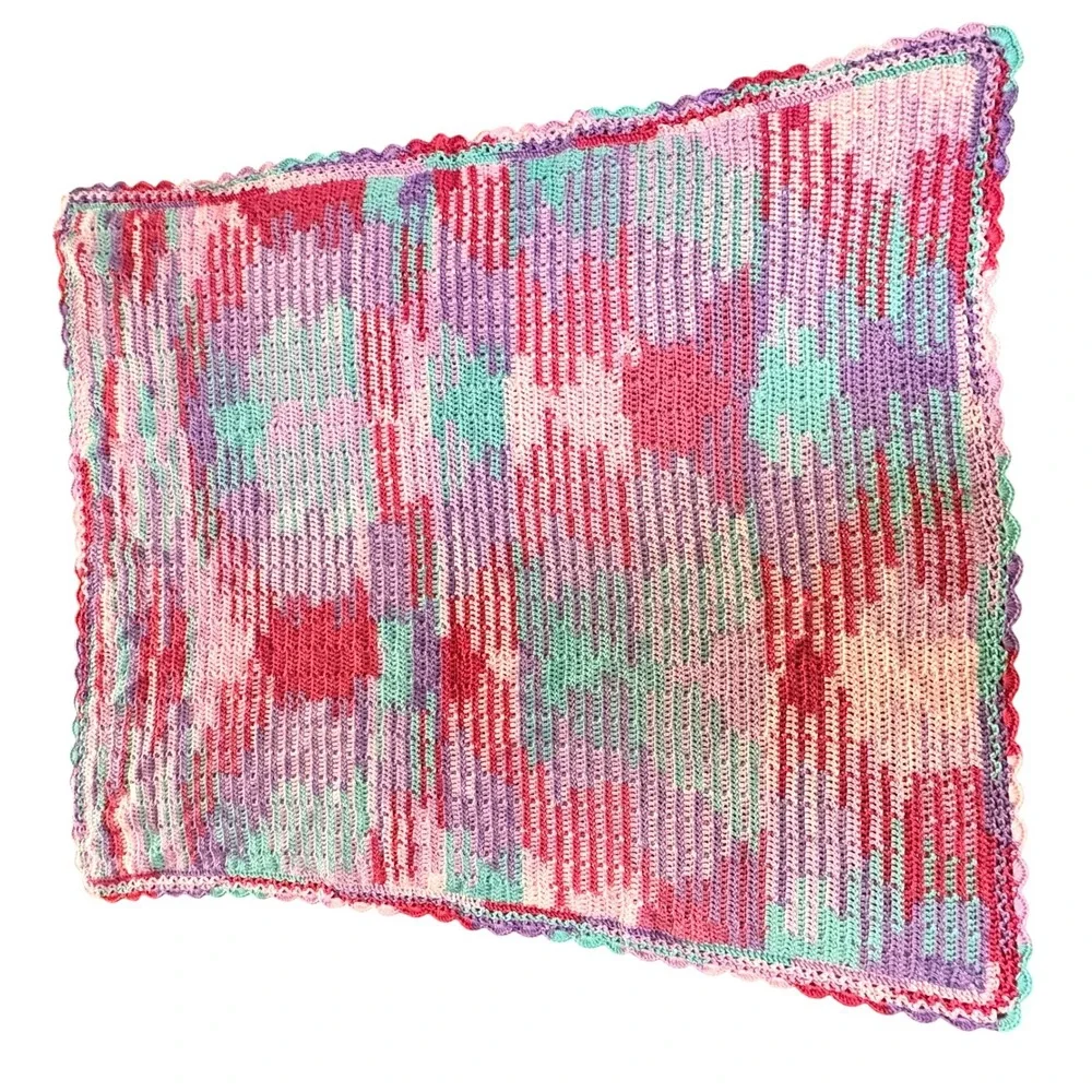 Crochet Afghan NEW Throw Handmade Blanket 58x48 Lrg. Textured Boho Cottage Decor
